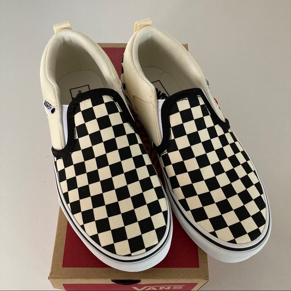 Vans Youth Size 2 Asher Checkers Slip On Sneakers - Picture 5 of 9